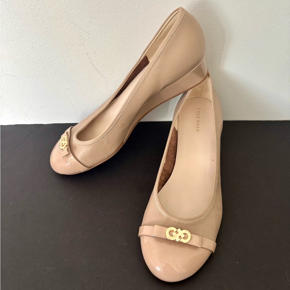 Cole Haan Beige Wedges with Gold Accent